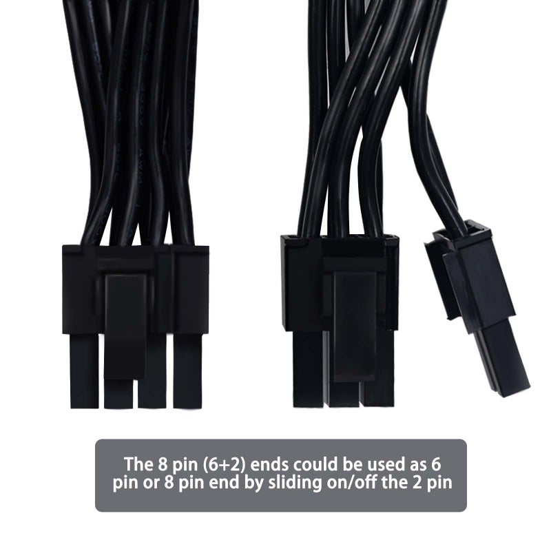 COMeap PCIe Cable for Corsair, ATX CPU 8 Pin Male to Dual PCIe 8 Pin (6+2) Male Power Cable for Corsair Thermaltake ARESGAME Power Supply 25-inch(63cm) - Image 3